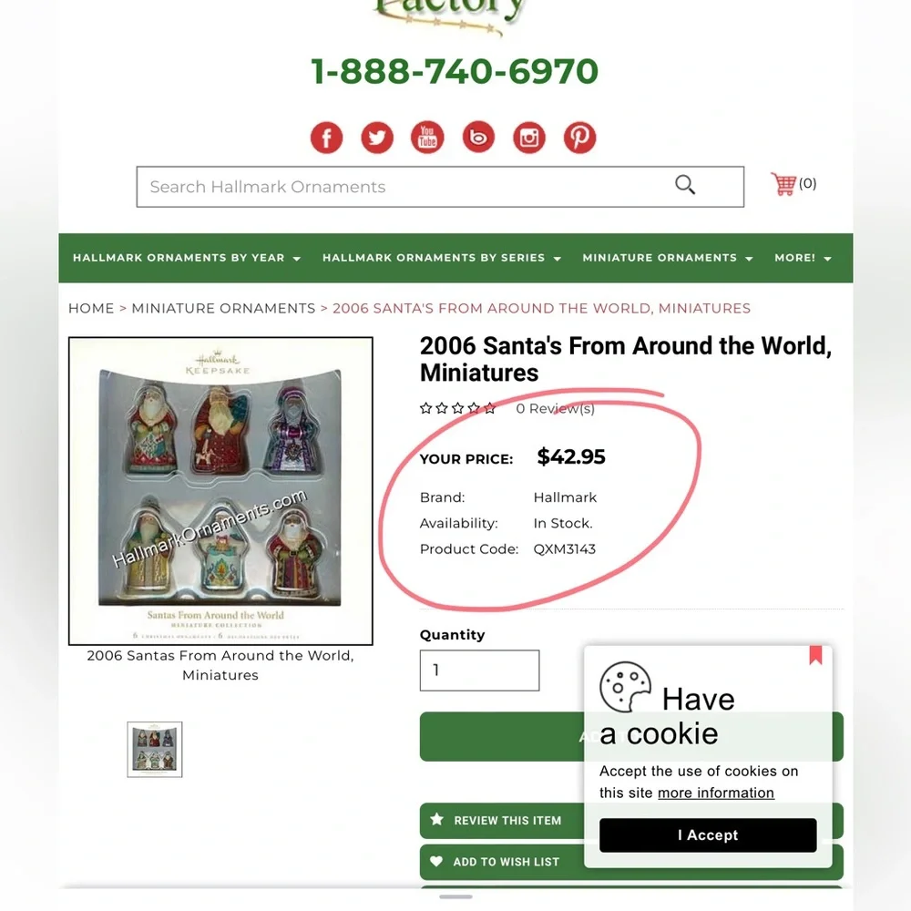 Set of Hallmark Keepsake 2006 Santa's From Around the World, Miniatures
